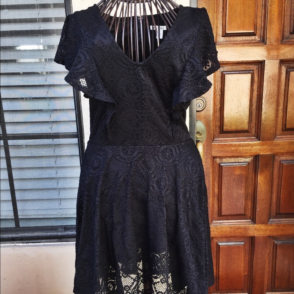 Black lace evening dress